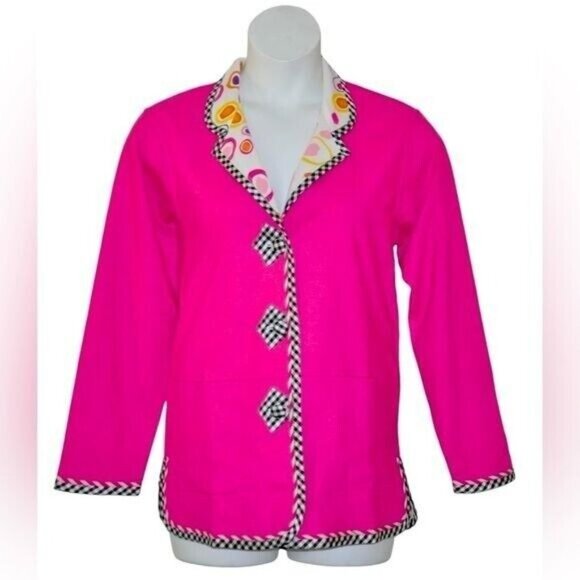 Koos Of Course Reversible Pink Print Jacket Blazer Plus Size 1X EUC - Picture 1 of 4